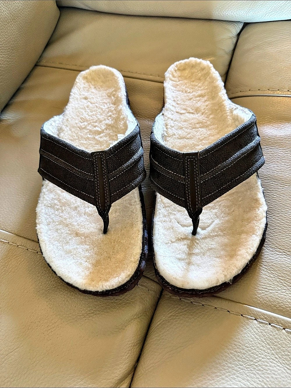 Patagonia Manuka Fleece Lined Flip Flop Sandals Mens Size 12 Alpaca Brown